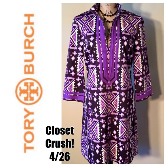 Tory Burch Dresses & Skirts - ⬇️ TORY BURCH Stretch Purple Ikat Tunic Dress NWOT